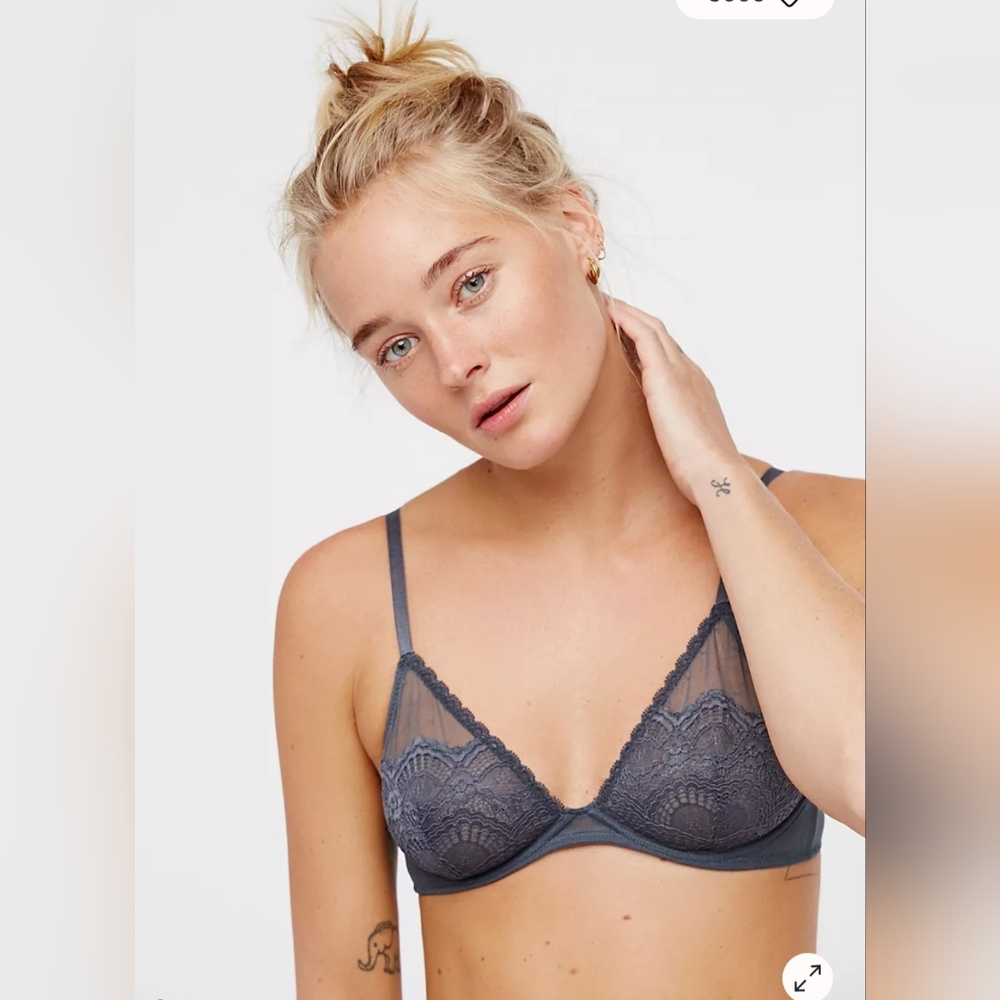 Free People Lace Triangle Bra - Color - Storm